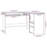  Kutni radni stol bijeli 120 x 140 x 75 cm od iverice | shoptok.hr