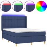 vidaXL Box spring postelja z vzmetnico LED modra 140x190 cm blago, (20900972) Cene