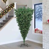 vidaXL Obrnjen umetni praznični drevesec s setom kroglic Zelena 240 cm | Shoptok.si
