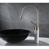 EYN Luksuzna kopalniška armatura, ki se pritrdi na pult ali umivalnik | Pipa BF0954 — Brušeno zlato - beli marmor — 41 cm | Shoptok.si