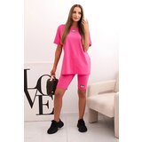 Kesi Włoski Women's cotton set with short sleeves and shorts pink Cijene