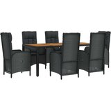  7-dijelni vrtni blagovaonski set s jastucima crni od poliratana | shoptok.hr