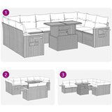 vidaXL 10-dijelni set vrtnih sofa s jastucima crni poliratana bagrem | shoptok.hr