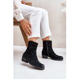 Sergio Leone Women's Suede Cowboy Ankle Boots With Low Heel Insulated | shoptok.hr