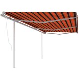 vidaXL Avtomatsko zložljiva tenda s stebrički 6x3,5 m oranžna in rjava, (20703306) | Shoptok.si