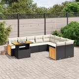 vidaXL 10-dijelni set vrtnih sofa s jastucima crni od poliratana | shoptok.hr