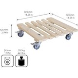 Wagner Pomični podstavek za lončnice PIANO, les, nosilnost 200 kg, DxŠ 380 x 380 mm, naravne barve | Shoptok.si