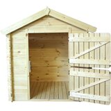 Timbela Zunanja otroška hiška, 19 mm deske - Lesena igralna hiška s podom V145 x 112 x 146 cm / 1,1 m2 - M516, naravni les, (21884929) | Shoptok.si