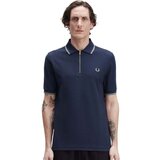 Fred Perry Crepe Pique Zip Neck Polo Shirt Dark Airforce Plava | shoptok.hr