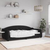 vidaXL Dnevni krevet crni 100 x 200 cm od tkanine u vidaXL Dnevni krevet crni 100 x 200 cm od tkanine u