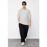 Trendyol Limited Edition Basic Stone Men's Oversize/Wide Cut Short Sleeve Soild Fabric Polo Collar T-Shirt Cene