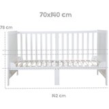 Roba Bela otroška posteljica z nastavljivo višino 70x140 cm Easy Sleep – | Shoptok.si