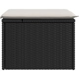 vidaXL Vrtni tabure s jastukom crni 55 x 55 x 37 cm od poliratana | shoptok.hr