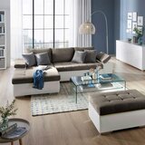 XORA SEDEŽNA GARNITURA, gladka tkanina bela, svetlo rjava | Shoptok.si