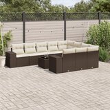  11-dijelni set vrtnih sofa od poliratana s jastucima smeđi | shoptok.hr