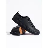 Big Star Men's black sneakers made of ecological leather KK174009