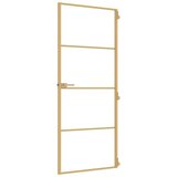 Sobna vrata tanka zlatna 83x201,5 cm kaljeno staklo i aluminij | shoptok.hr