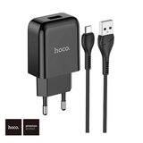 Hoco pametni hišni polnilec N2 z USB vtičem in s polnilnim kablom Micro USB 2,1A - črn | Shoptok.si