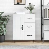 vidaXL Komoda visok sijaj bela 69,5x34x90 cm inženirski les | Shoptok.si