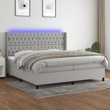 Krevet box spring s madracem LED svjetlosivi 200x200 cm tkanina | shoptok.hr