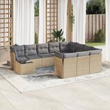 vidaXL 11-dijelni set vrtnih sofa od poliratana s jastucima bež Cijene