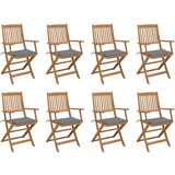 The Living Store Zložljivi zunanji stoli z blazinami 8 kosov trden akacijev les - Zunanji Stol, (21484066) | Shoptok.si