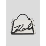 Karl Lagerfeld Black-cream women's leather handbag K/Signature 2.0 - Women's | shoptok.hr