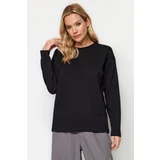 Trendyol Black 100% Cotton Basic Crew Neck Long Sleeves Regular Fit Knitted T-Shirt