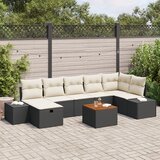 vidaXL 8-dijelni set vrtnih sofa s jastučićima crni poli ratan Cijene