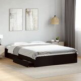 Maison Chic Posteljni okvir - Dvoposteljna postelja - Zakonska postelja s predali črn 160x200 cm inženirski les, (21694465) | Shoptok.si