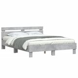  Okvir za krevet s uzglavljem i LED siva boja betona 140x190 cm | shoptok.hr