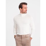 Ombre Men's knitted fitted turtleneck with viscose - ecru | shoptok.hr