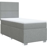 vidaXL Box spring postelja z vzmetnico svetlo siva 90x200 cm blago | Shoptok.si