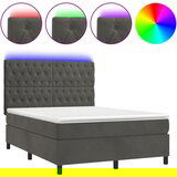 The Living Store Box spring postelja z vzmetnico LED temno siva 140x190 cm žamet - Box Spring Postelja, (21493275) | Shoptok.si