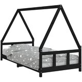  Okvir za dječji krevet crni 90 x 200 cm od masivne borovine | shoptok.hr