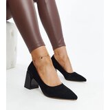 VINCEZA Black leather block heel pumps | Shoptok.si