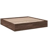 vidaXL Posteljni okvir rjav hrast 200x200 cm inženirski les, (21156037) | Shoptok.si