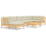 The Living Store Vrtna sedežna garnitura 8-delna s krem blazinami trdna borovina - Vrtna Sedežna Garnitura, (21421504) | Shoptok.si