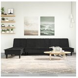 vidaXL Raztegljiv kavč L oblike črn 255x140x70 cm žamet Cene