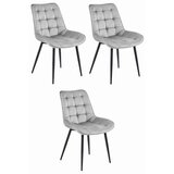  BERA stolica - srebrno sivi baršun / crne noge x 3 | shoptok.hr