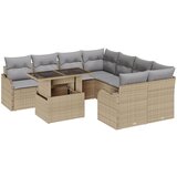 vidaXL 9-dijelni set vrtnih sofa s jastučićima bež poli ratan, dvosed vrtne sofe s jastučićima bež poli ratan Cijene