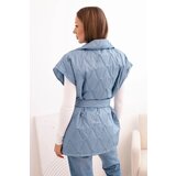 Kesi Włoski Women's quilted vest with a belt and wide collar denim | shoptok.hr