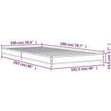 vidaXL Posteljni okvir dimljeni hrast 100x200 cm inž. les in kovina, (21128130) | Shoptok.si