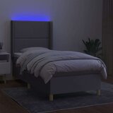  Krevet box spring s madracem LED svjetlosivi 90x190 cm tkanina | shoptok.hr
