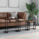The Living Store Komplet klubskih mizic 3-delni dimljen hrast inženirski les - Komplet Klubskih Mizic, (21660573) | Shoptok.si