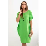 Kesi Dress with pockets and pendant Pistachios