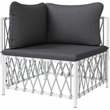 Kutna vrtna sofa od tkane tkanine s jastucima bijela | shoptok.hr