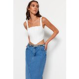 Trendyol Woven Corset Blouse in Ecru with Straps | Shoptok.si