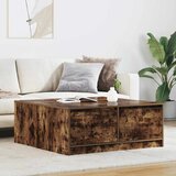 vidaXL Kavna mizica s predali dimljen hrast 100x100x40 cm | Shoptok.si