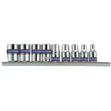 Kralj Tony Set of Caps 1/4 "9 elementov Kratek 6 -Tong 4 - 13 mm, Chrome, na železnici, (21121961)
